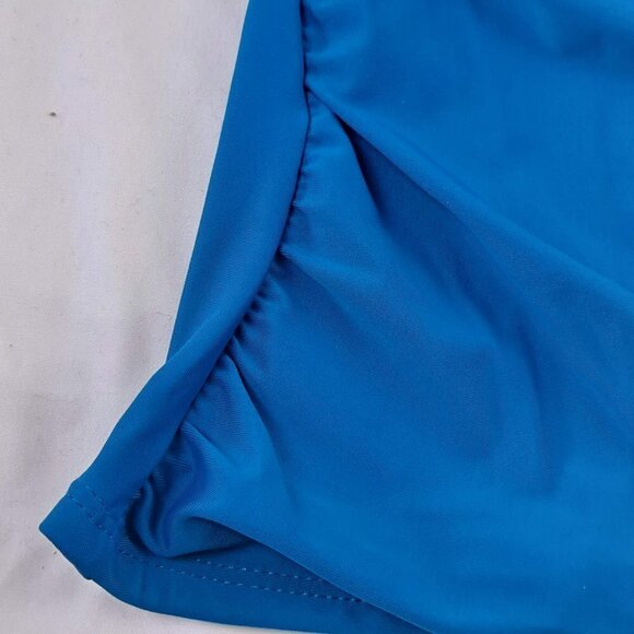 Tempt Me Size Med Turquoise Blue Tankini Swim One Shoulder Ruching NWT - Picture 6 of 15